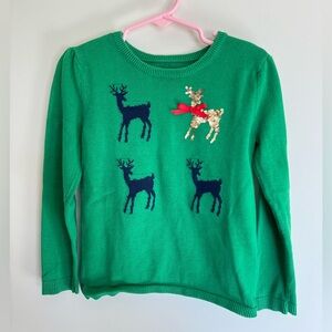 Crown & Ivy Green Long Sleeve Christmas Reindeer Sequins Sweater Girls Size 5